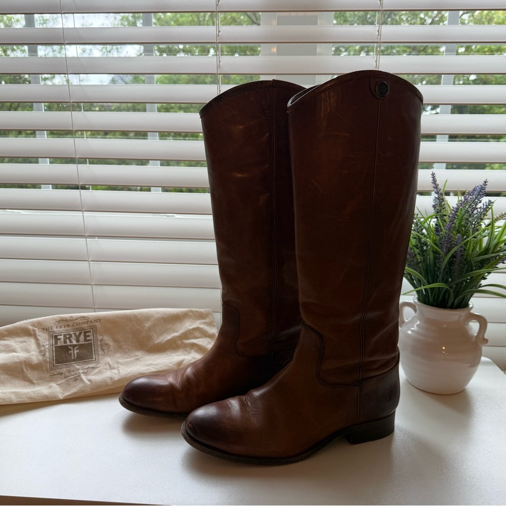 Frye Cognac Leather Tall Boots
